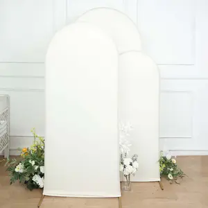 Set of 3 Matte Ivory Spandex Fitted Wedding Arch Covers For Round Top Chiara Backdrop Stands 5ft, 6ft, 7ft