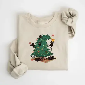 Funny Christmas Cat Sweatshirt, Happy Cat Year Shirt, Cat Christmas T-Shirt, Cats Sweatshirt, Cat Lover Christmas