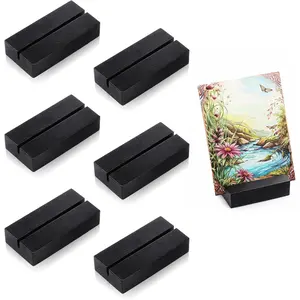 6 PCS Black Wood Place Card Holders Table Number Stand for Wedding Party Events Exhibition Decoration Office Restaurant Business