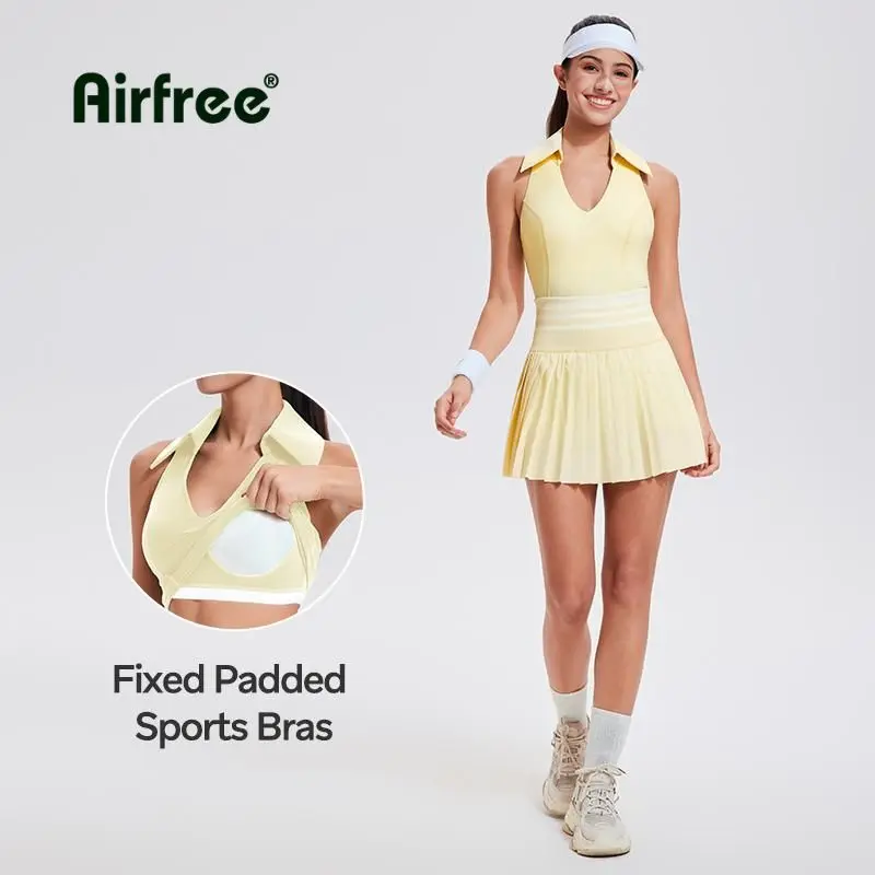 Women's Nylon Blend 2-Piece Tennis Attire Set - Racerback Sleeveless/Longsleeve Top, High-Waisted Pleated Skirt, Athletic Spring Sports Outfit (Women 2 Piece Sets), Two Piece Sets Women, sohochic, TikTokShopBackToSchool