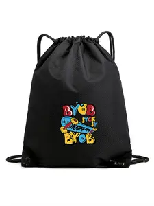 Waterproof Drawstring Backpack with Graffiti Pattern, Lightweight Sports Bag for Gym Football Basketball School Travel, Boys Girls Birthday Gift