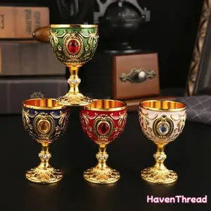 Metal small wine cup one cup 30ml Baijiu cup creative home retro glass Baijiu wine glass