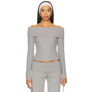 Frankies Bikinis Jazz Cable Knit Sweater in Cloud Cover