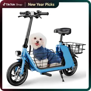 Windhorse C2-Cargo Electric Scooter with Seat Basket, 12.5'' Electric Commuting Scooter Adults 15.5MPH & 20 Miles Long Range, 450W Motor, Dual Disc Brakes, Foldable E-Scooter with Comfort Seat for Pets & Cargo, 265LBS Load
