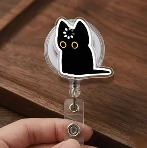 Black Cat Void Loading Badge Reel, Loading Cat Badge, Funny Nurse Badge Holder, Cat Meme Badge, Work Id Holder, Goth Cat Badge