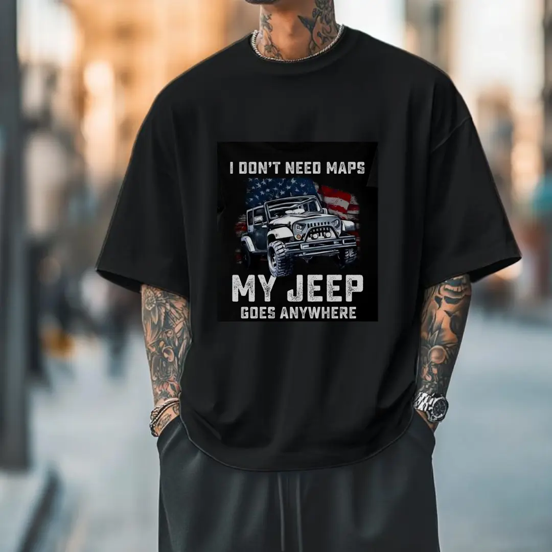 My Jeep Goes Anywhere Shirt - Off-Road USA Flag Tee for Car Lover, Summer Graphic Top, Gift for Outdoor Jeep Enthusiasts