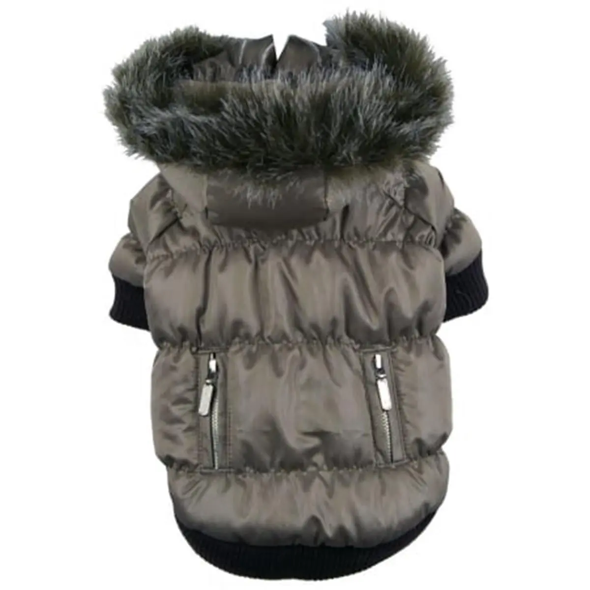212 MAIN Grey Metallic Thinsulate Thermal Pet Parka - Removable Hood, Extra Small/Small/Large Multi-Size Options, Thinsulate Thermal Heat Retention