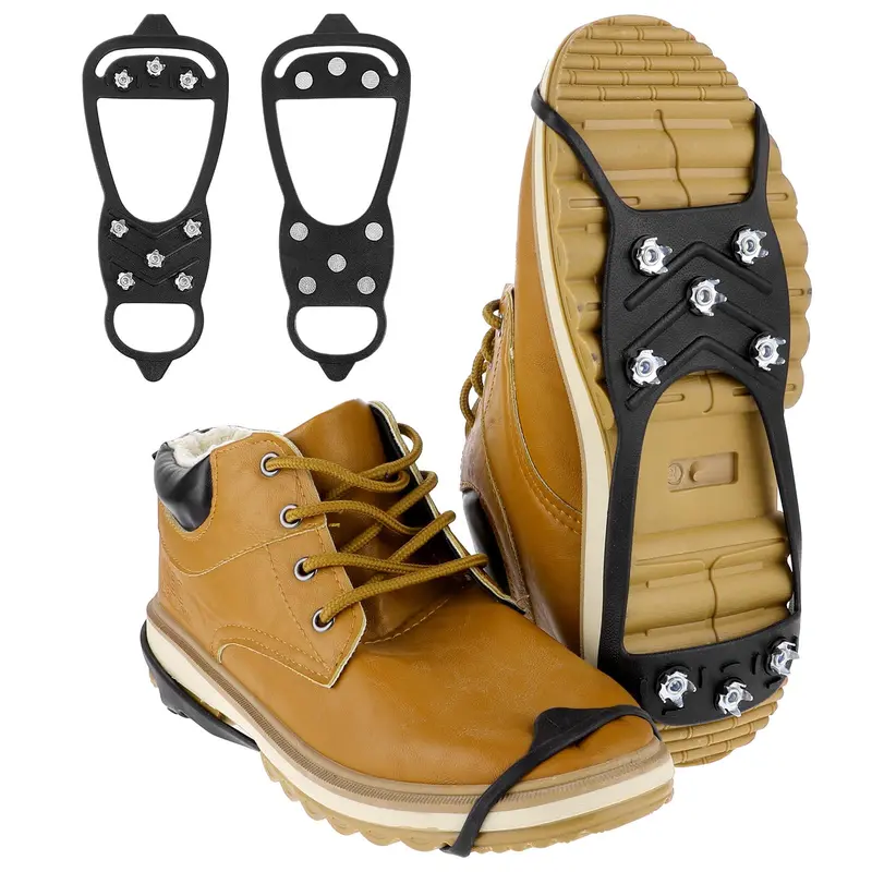Durable Ice Grips for Shoes & Boots – Secure Your Steps with 8 Steel Studs per Cleat. These Non-Slip Traction Aids Provide Reliable Grip on Snow and Ice, Making Winter Walking Safer and More Confident.