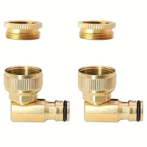 Brass 90° Movable Nipple Connector with 1/2" & 3/4" Inch Connector Combination, Threaded Nipple Quick Plug G3/4 Internal Thread Hose Pipe External Part Connector