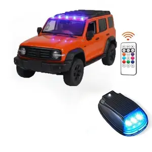 Solar USB Rechargeable Mouse Warning Light, Car Roof Flashing Lamp Remote Control Multi-Mode Roof Decoration Light Car Led Lights