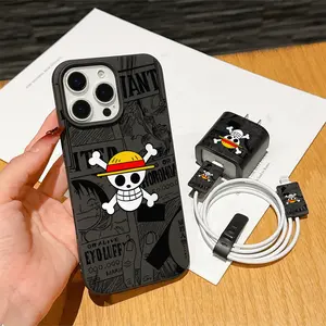 5 Piece Set Dragon Ball Anime Phone Case, Charger Head Cover, Cable Protector, Storage Rope, Anti-Drop Tpu Case for iPhone