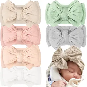 6 Pcs Baby Bows Headbands Nylon Hairbands Baby Girl Bows Hair Accessories for Newborn Infant Toddler Essentials (Nature Color Series)