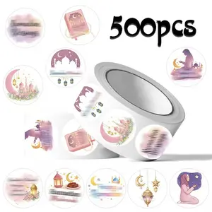 500 Stickers/roll Holiday Gift Roll Sticker Series Art Stickers Sealing Stickers for Mugs, Laptops, Suitcases, DIY Notebook Decoration Stickers, Birthday Gifts