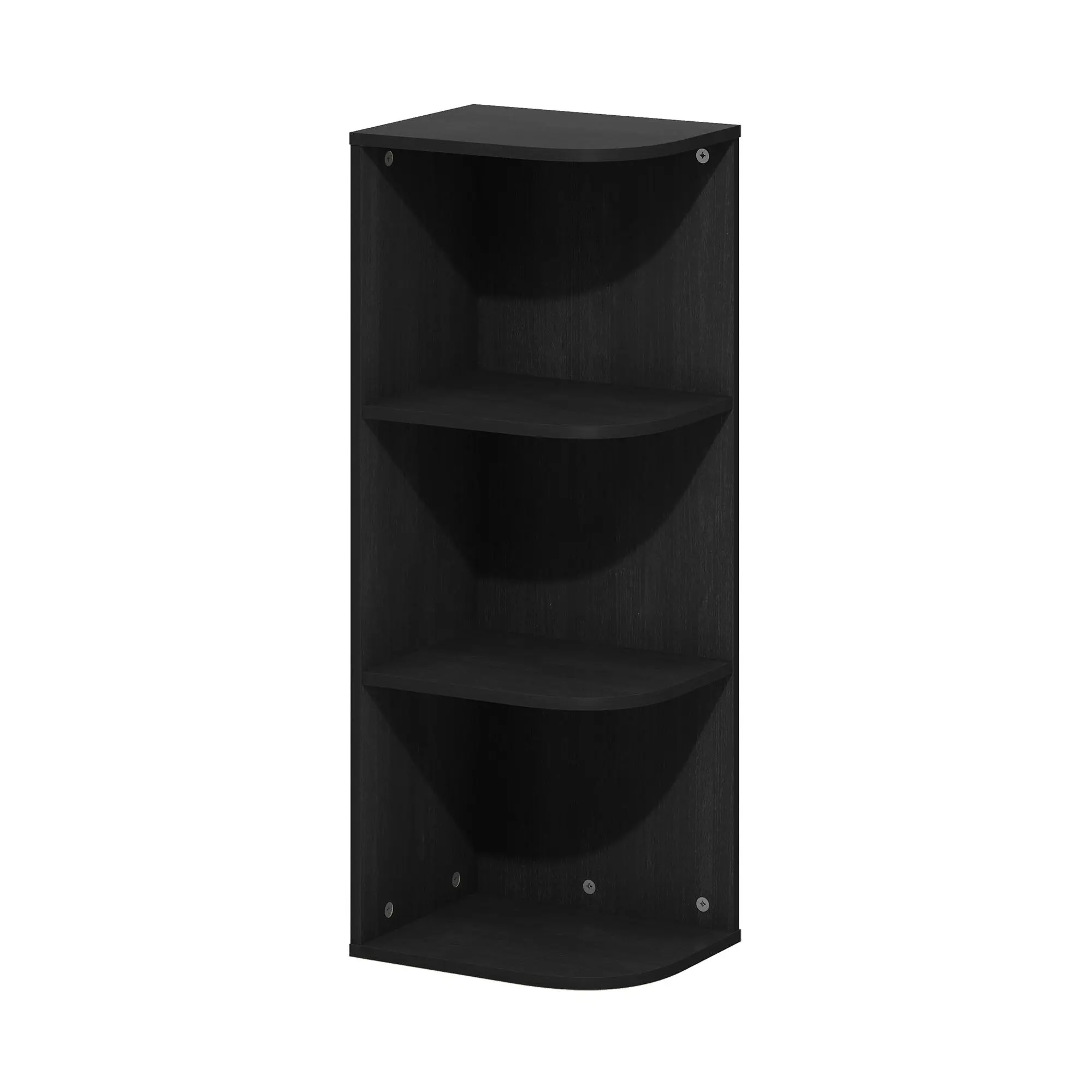 Blackwood 3-Tier Corner Bookshelf, Compact Open Shelves, 9.3x12x31.5 in Easy-to-Assemble Indoor Furniture for Living Room, Home Office Three Tier Design