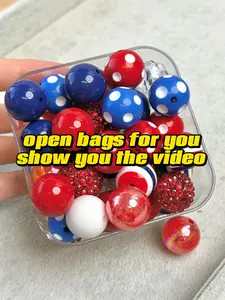 Tara(8295)gc.p32-1 Mixed DIY Pen Beads phone chain beads Happy 4th of July（4pcs/bag）