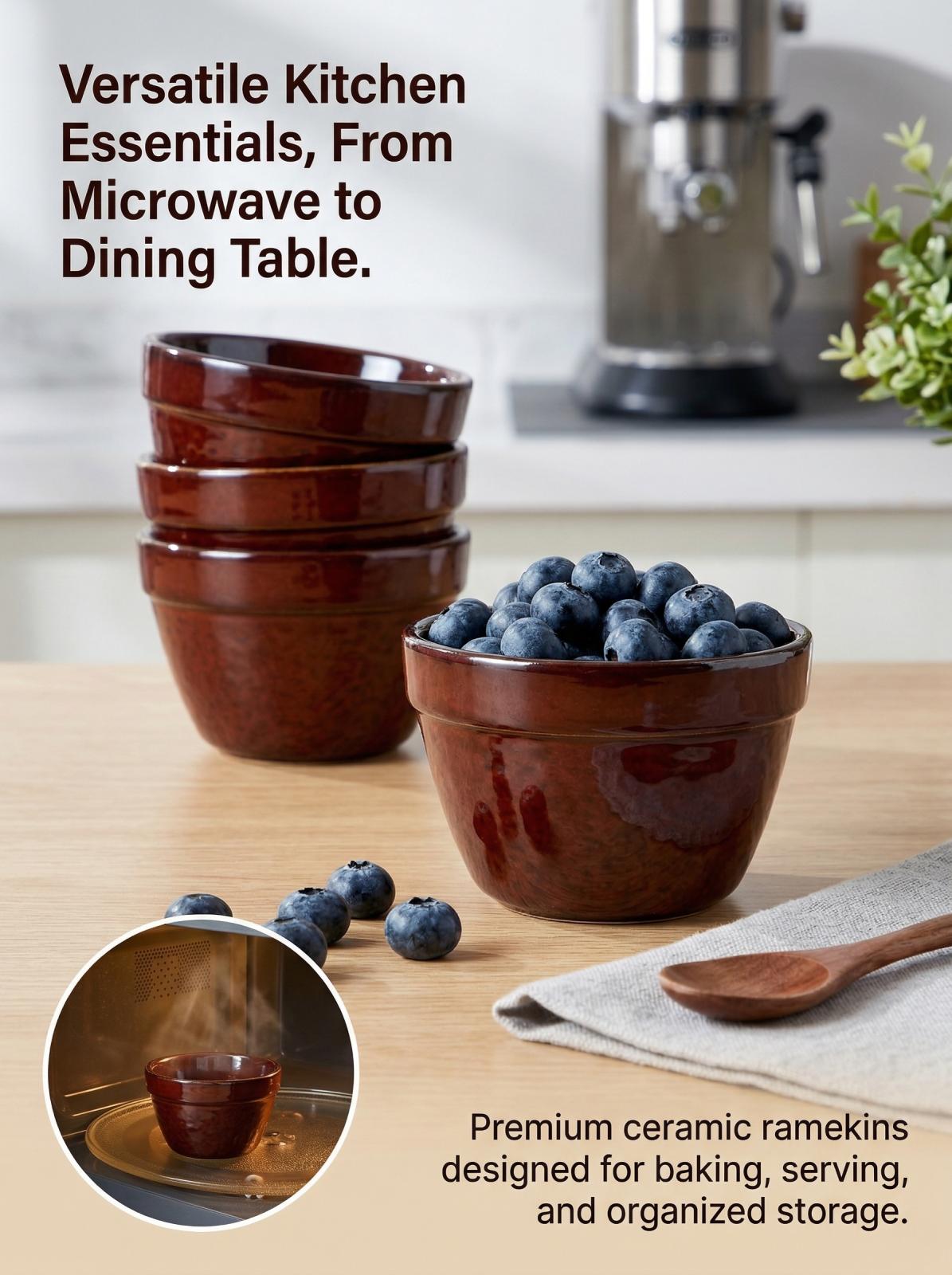 Ceramic Bowls Set of 6-6.8 OZ Small Bowl Set, Farmhouse Vintage Red Bowls 3.5 Inches Ramekins Bowl for Salad Dessert Yogurt Dipping Ice Cream Fruit Rice- Microwave Dishwasher Safe Retro Red