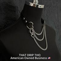 Black Leather-Silver Chain with Heart
