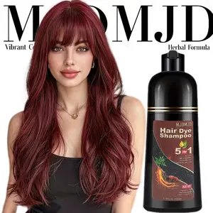 MJDMJD 5-in-1 Wine Red Hair Dye Shampoo – Natural Plant-Based Formula for Gentle Coloring, Semi-Permanent Tone Refresh, Moisturizing & Conditioning Care, Ammonia-Free Unisex 500ml Hair Color Shampoo for Men & Women
