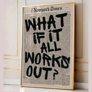 Retro What If It All Works Out PosterPrint, Typography Poster, Trendy Wall Art, Motivational Poster,What If Poster Print (No Frame)