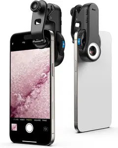 Apexel Phone Microscope 40x/80x/120x 3-in-1 Switchable Magnification Portable with LED UV Light CPL Lens for iPhone & Android Zoom Lens Attachment for Plants Coins Jewelry