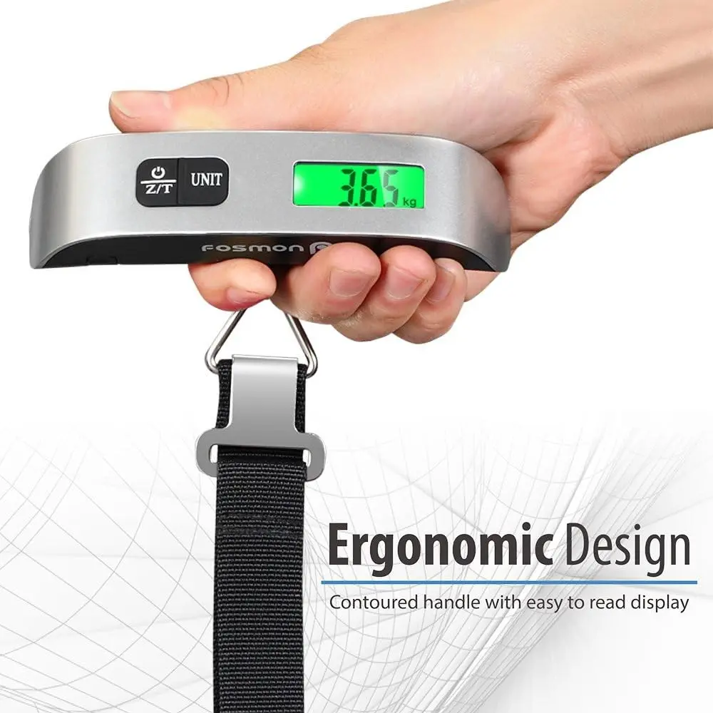 Digital Luggage Scale for Travel, Traveling Essentials, Durable Travel Accessory, 110 Lbs Portable Suitcase Weight Meter, Backlit LCD Display, 4-Mode Switch, Anti-Slip Design, Travel Gear