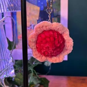 Pink Flower Keychain - Handmade Crochet