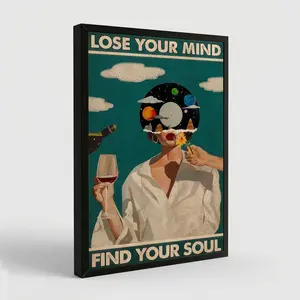 Vintage Lose Your Mind Find Your Soul Poster Mental Health Quote Canvas Wall Art Posters Cool Unique Music Girl Print Painting Abstract Wall Decorfor Bed Room Bathroom