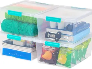 4 Pack Plastic Storage Bins With Lids Sensory Bin, Craft Storage, Craft Organizers & Storage, Organizing Container for Home, Office & Art Supplies, Stackable, Clear