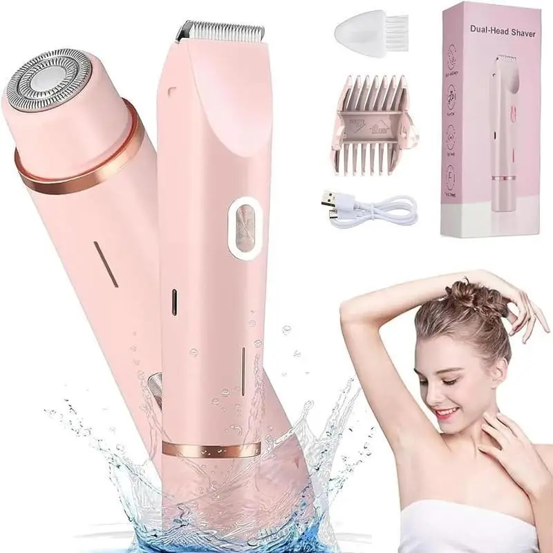2 in 1 Electric Epilator, 1 Box USB Rechargeable Waterproof Epilating Tool & Accessories, Multifunctional Epilator, Wet & Dry Trimmer for Women