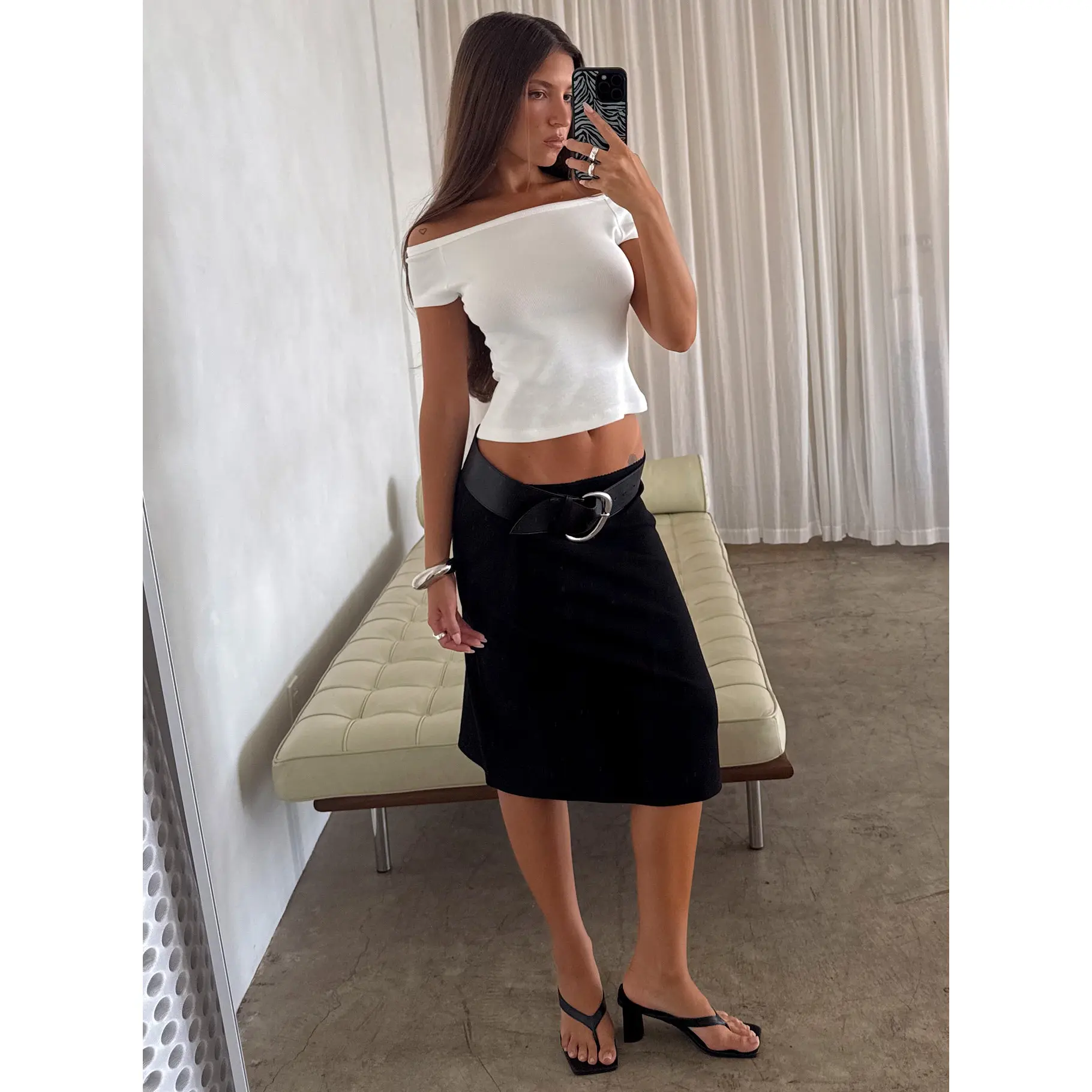 Baseline Rib Midi Skirt Black