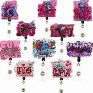 Custom Badge Reel Medical Series Nursing Student RN CNA LN Retractable Badge Holder Name Card With Clip