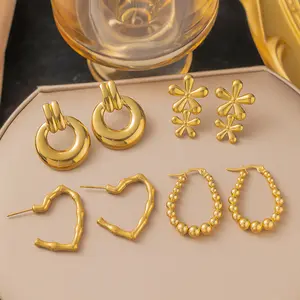 Irregular Wave Earrings Premium Sea Love Threaded Titanium Steel Earrings Women's Jewelry Explosion