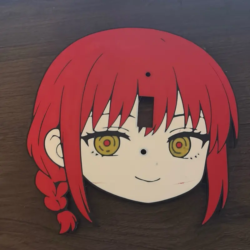 Makima Chainsaw Man 3D Printed Round Light Switch Cover, Handmade Smooth-Finish Smooth-Action Wall Accessory for Anime Fans' Bedroom Home Decor (Electrical Switch Accessory) Polished Switch Accessory
