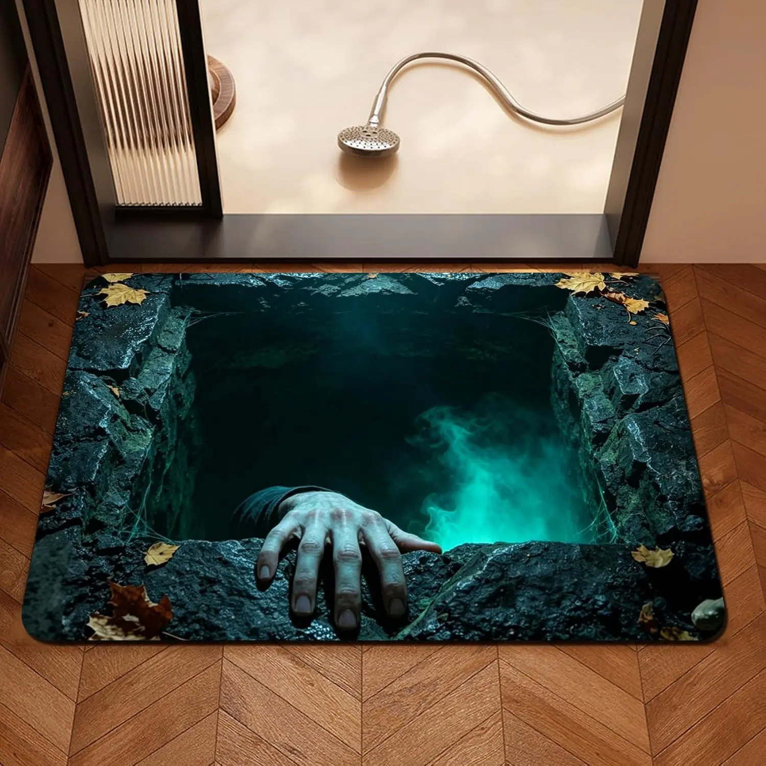 Doormats Halloween 3D Illusion Door Mat Spooky Floor Doormat Green| Halloween Welcome Door Rug Home Decoration for Front Doors Bathroom Bedroom Decorative Gift