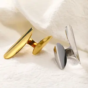 BF CLUB 925 Sterling Rings for Women Fashion Geometric Handmade Irregular Wide Gold Color Big Ring Party Christmas Gift