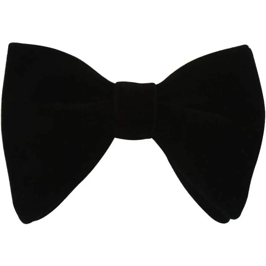 Mens Oversized Velvet Bow Tie Solid Color Formal Tuxedo Pre-Tied Big Bowtie