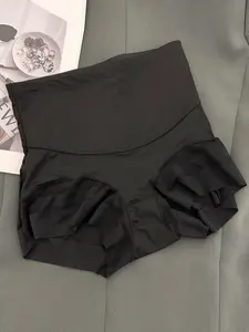 Women's High-Waisted Shapewear Panties, Layered Slimming Underwear, Striped Mesh Design, Breathable Sweat-Proof, Plus Size, All Seasons