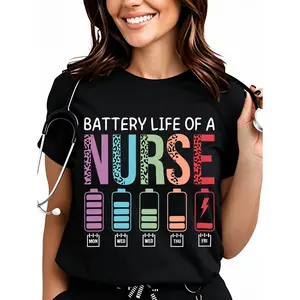 100% Cotton Nurse Shirts for Women Nursing Life T-Shirt Nurse Week Nursing School Floral Tee Tops