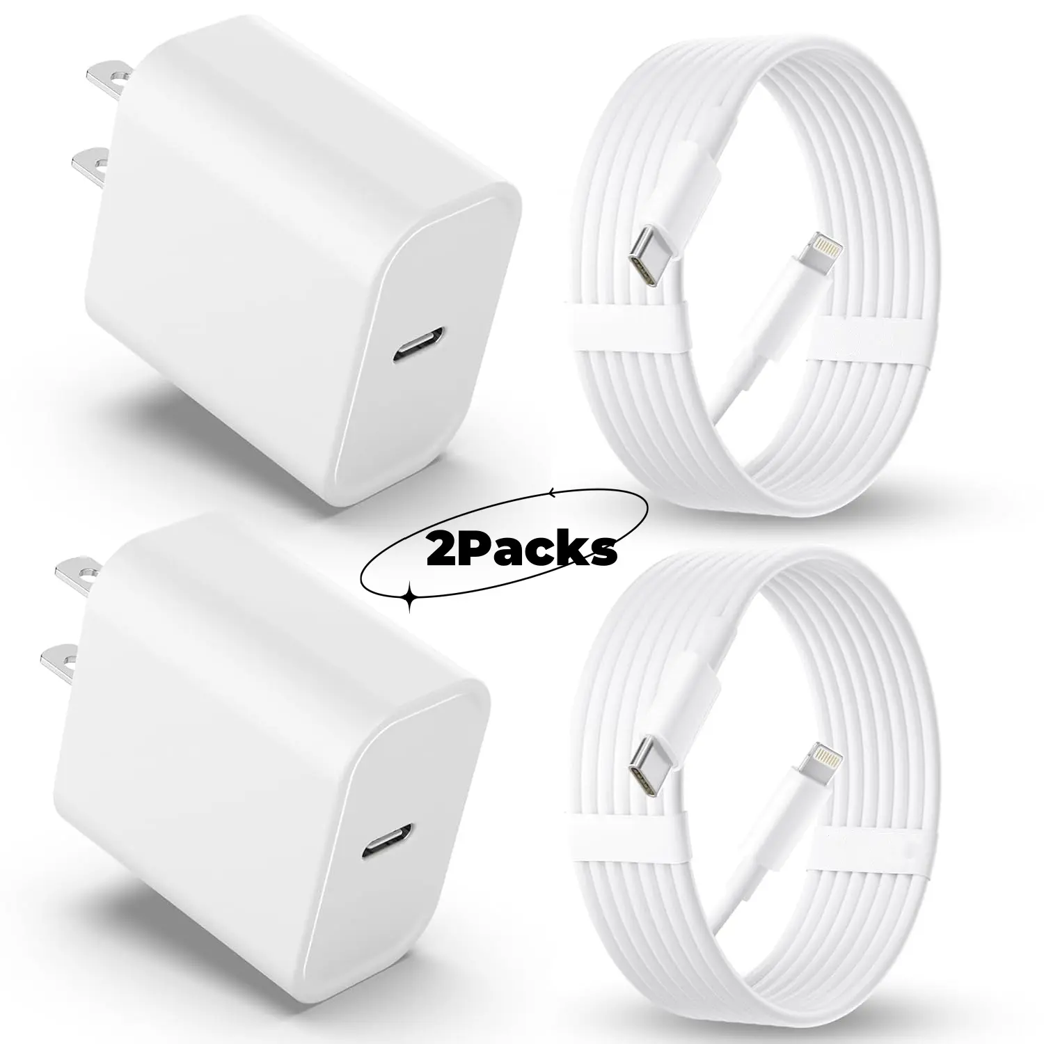 4Pcs 20W Fast Charger with 6FT USBC to Lightning Cable for iPhone, Super Fast USB C Charger and Cord for iPhone 14/14 Plus/14 Pro Max, 13/12/11 so on