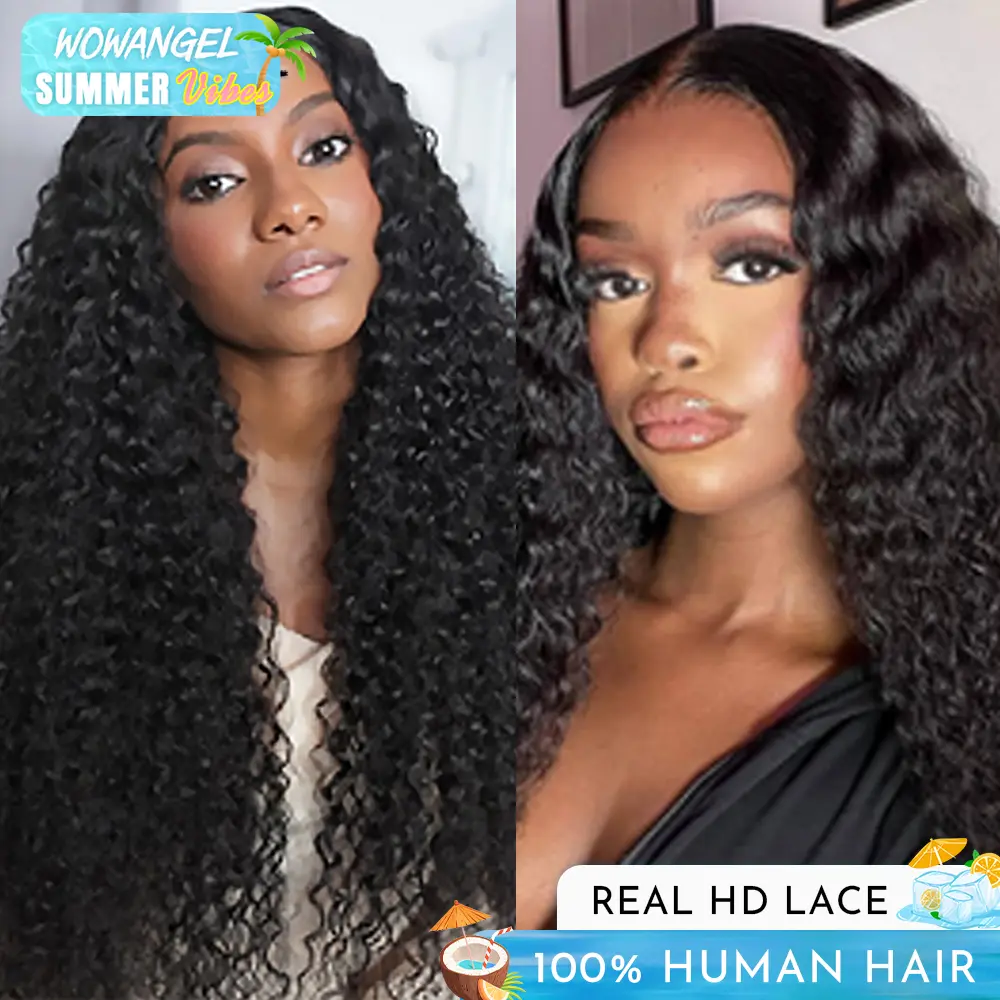 WOWANGEL 13x6 HD Full Lace Frontal Wig Water Wave Clean Hairline 250% Density Real Human Hair 30inch Nature Black Glueless Wigs Beginner-friendly  #SummerVibes
