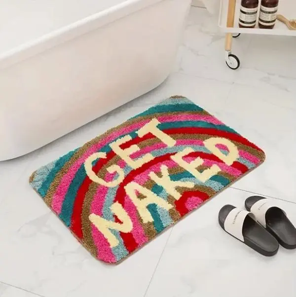 Absorbent Single Rectangle Rainbow-Patterned Bath Mat, Cute Bathroom Decor That Adds Fun to Bathroom Decor