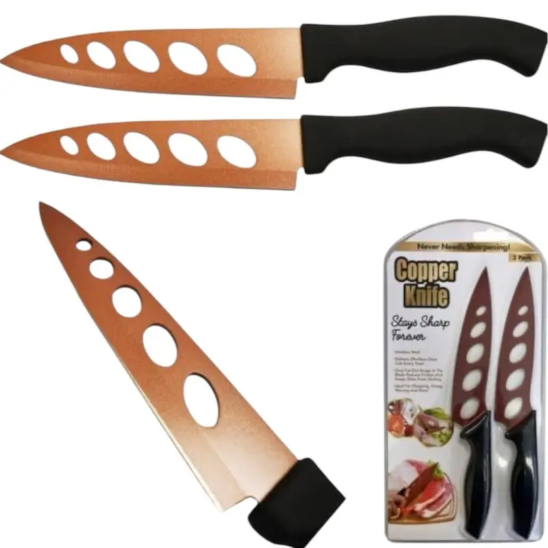 Kitchen copper knife set - 2 pack - stays sharp forever