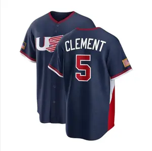 USA Baseball Ernie Clement , Navy, Custom Jersey #Baseballjersey