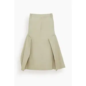 Luxe Spring Tucked Pleat Skirt in Taupe