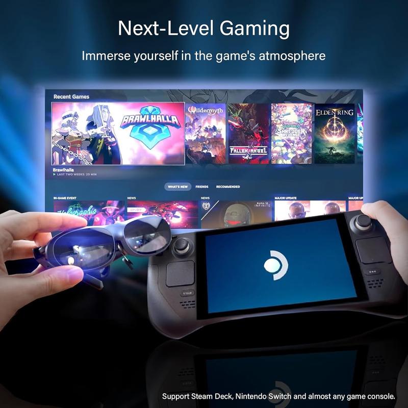 Rokid Joy Pack (AR Max Glasses & Station), Play While Charging, Smart Glasses with Google Play, 360" Micro-OLED Display, Compatible with Steam Deck