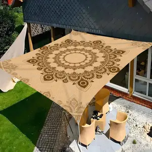 1Pcs Bohemian Vintage Mandala Design - Sunshade Canopy, Lightweight Polyester Material, Suitable for Beach, Camping, Garden, Picnic - Outdoor Adventure Sunshade (Support Poles Not Included)