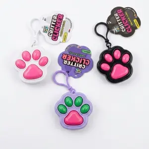 Critter Clicker Fidget Keychain Sensory Toy for Stress Relief Paw Shaped Fun Tap Happy Buddy for Focus Play and On The Go Clicking