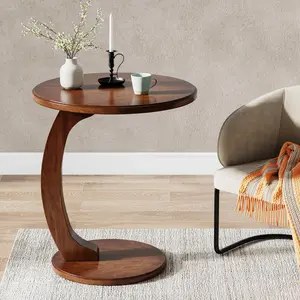 Sculptural Atomic-Era Walnut C-Table | Astoria Collection