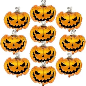 Scary Halloween Pumpkin Balloons - 25 Inch, Pack of 10 | Pumpkin Foil Balloons for Pumpkin Halloween Decorations | Halloween Foil Balloons | Halloween Balloons for Halloween Party Decorations