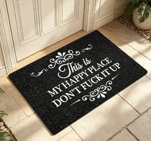 Happy Place Doormat Suitable for Decorative Use at Bedroom Or Room Entrances, Everyday Home Decor, And Room Decoration. This Personalized Mat Is Perfect for Enhancing Your Home